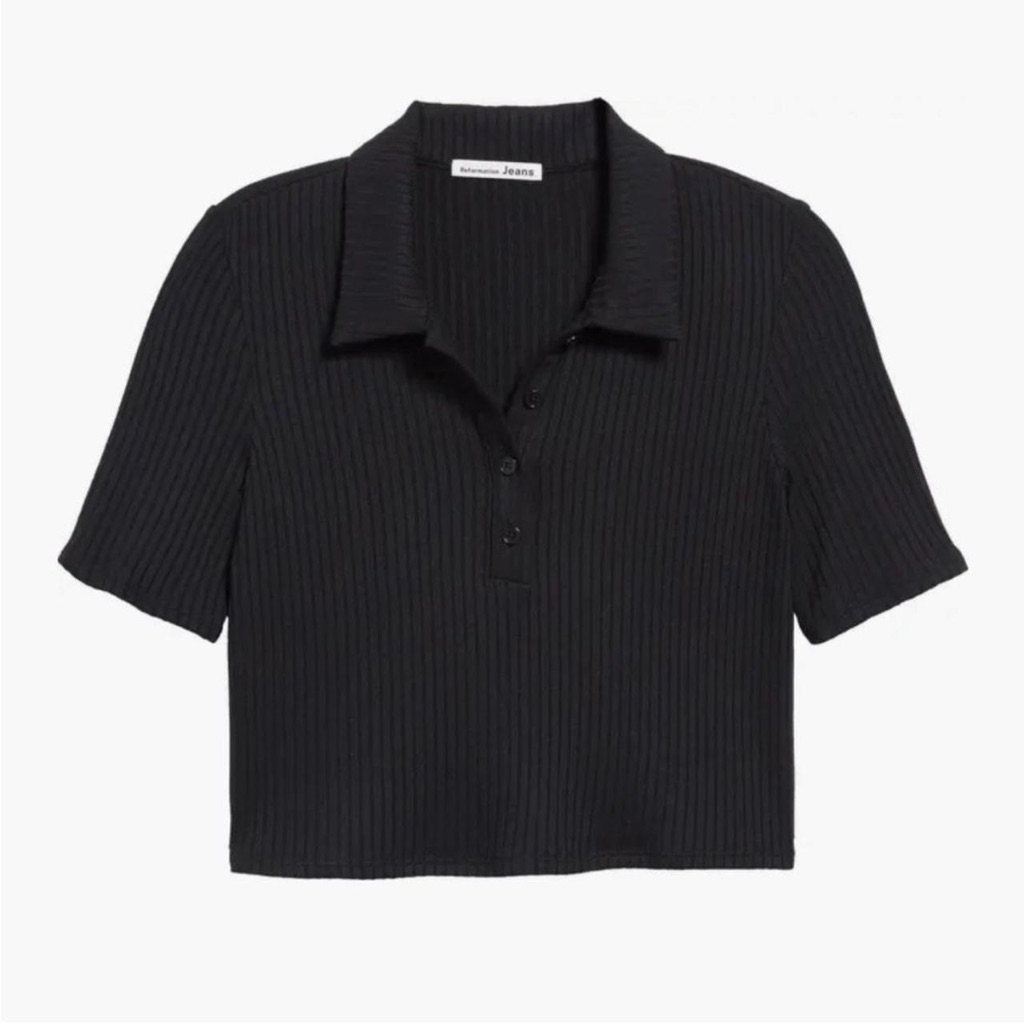 Reformation Jeans Robby Rib Knit Crop Polo